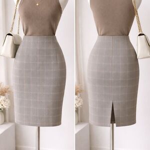 ✨Flattering Plaid Pencil Skirt - Quiet Luxury, Like New!